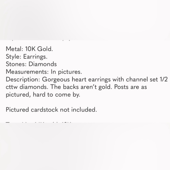 ⭐️10K Gold⭐️ Classic Diamond 💎 Heart 💗 Stud Earrings EUC - Picture 4 of 10